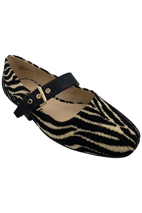 Masseys Shoes - Masseys Women's Adia Flat Black/Tan - Wide